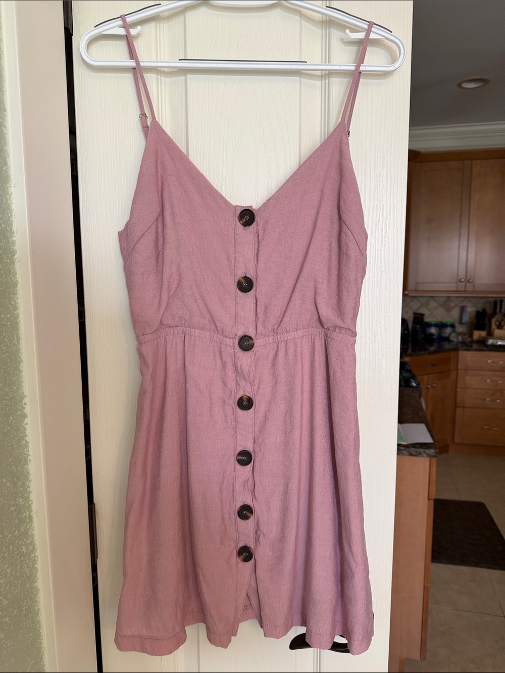 Lush Mauve Pink Button-Front Mini Dress